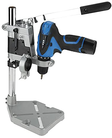 Haofy Soporte para Taladro con Barra de Columna Sólida, Base Resistente, Graduación Precisa, Adecuado para Taladros Eléctricos, Ideal para Trabajar Metales, Base de Aluminio (Doble Agujero)