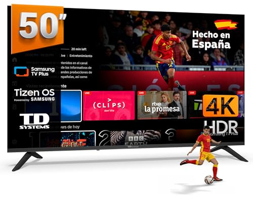 TD Systems - Smart TV 50 Pulgadas 4K HDR10 con Tizen OS 8.0 Powered by Samsung, Televisión con Sintonizador Triple, Televisores del 2026 | PRIME50C22TIZEN