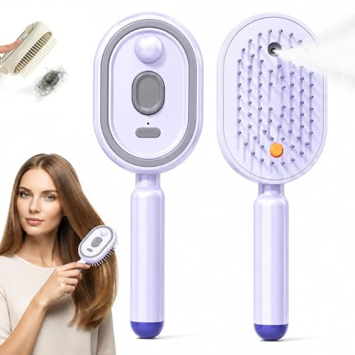 Brosse à Vapeur électrique Pour Cheveux, 2026 Nouvelle Brosse à Lisser Rechargeable Avec Peigne Démêlant, Brosse à Cheveux à PulvéRisation D'eau Pour Cheveux Longs Et Courts (Violet)
