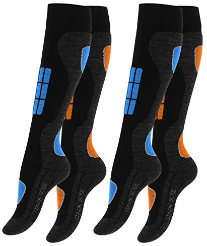 VCA - 2 pares de calcetines funcionales de esquí para mujer, calcetines de esquí con acolchado especial, Otoño-Invierno, Mujer, color azul/naranja, tamaño 39-42