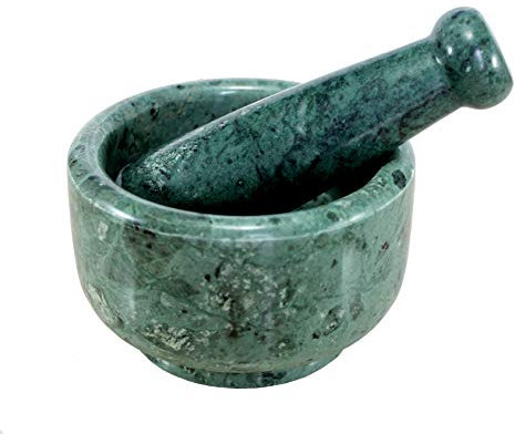 KLEO 5 in pietra naturale verde Mortaio e pestello Set come spezia, schiacciapatate