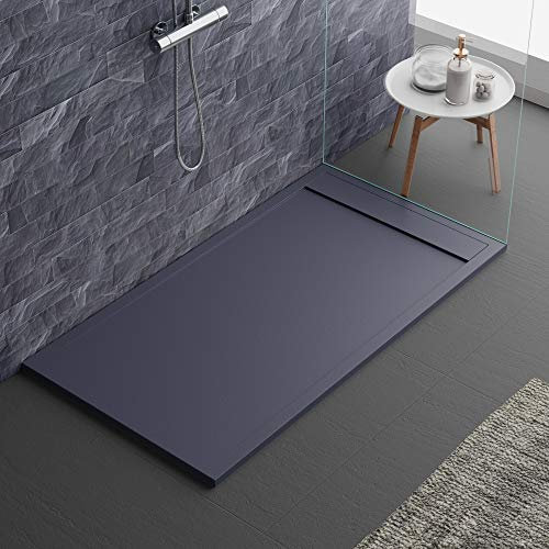 piatto doccia di colore Antracite, design moderno, modello Siviglia, in Mineralmarmo effetto pietra ardesia, luxury, gelcoat, slim 3cm 90x190