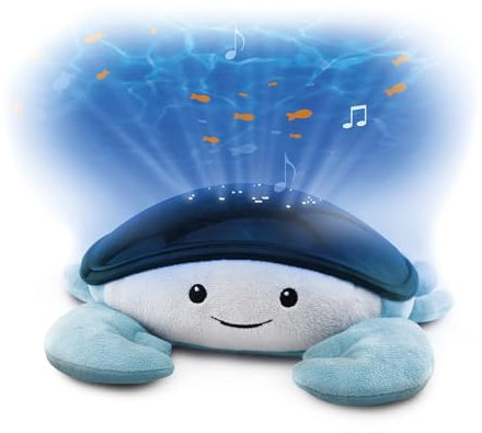 ZAZU Cody der Krabbe - LED-Nachtlichtprojektor: Ozean, bewegliche Fische, Wellen, 5 Melodien, 3-Stufen-Schlafprogramm, Geräuscherkennung, batteriebetrieben