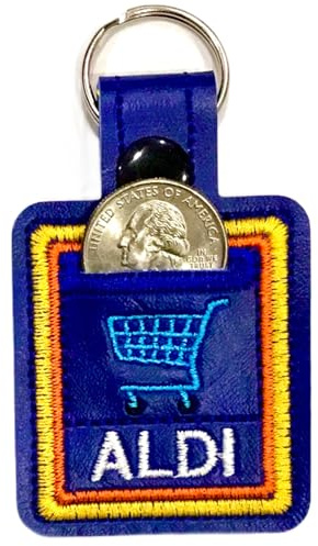 Aldi quarter holder keychain coin keeper individually Handmade in the U.S.A Embroidered Holds Quarter for Aldi grocery Shopping Cart. Great Unisex gift!
