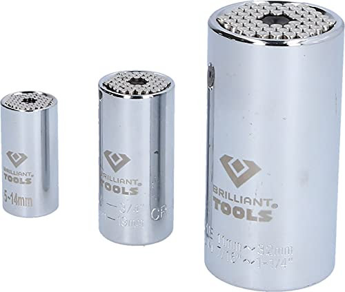 BRILLIANT TOOLS BT022003 Jeu de douilles universelles, 3 pcs, 5 - 32 mm [Powered by KS TOOLS]