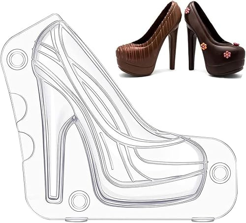 Youning Schokoladenformen 3D High Heel Schuh backformen DIY Kunststoff-Form Kuchen Backform Küchenbedarf Silikonform mit Clips Schokolade High Heels Schuhform (B-small)