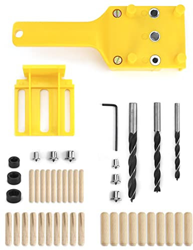 QWORK 44 Pezzi Dima per Fori a Tasca, dima per spinatura legno, Strumento di Foratura Portatile per Chiodi in Legno a Mano, 6 mm / 8 mm / 10 mm