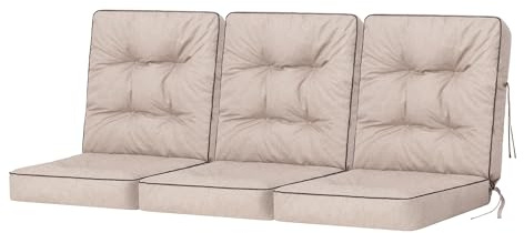 Cuscino per Panchina - Cuscini Morbidi per Seduta e Schienale, Cuscino per panche da giardino a dondolo, Cuscino per panca altalena Hollywood - 180 cm (3 x 60 cm) - beige