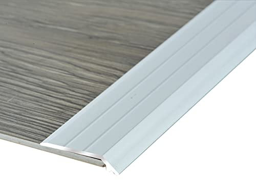 LAIDEPA Aluminium Übergangsprofil, Selbstklebend Übergangsschiene, Innen Außen Dekorativ Übergangsleiste, Unebene Böden Schwellenrampe, Selbstklebend, Schnelle Montage,Silber,140cm (55.1in)
