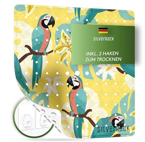 SilverRack Duschmatte rutschfest 53x53 cm (Papagei Motiv Gelb) - Antirutschmatte Dusche BPA frei - Badematte rutschfest, maschinenwaschbar u. schimmelresistent - Duscheinlage rutschfest