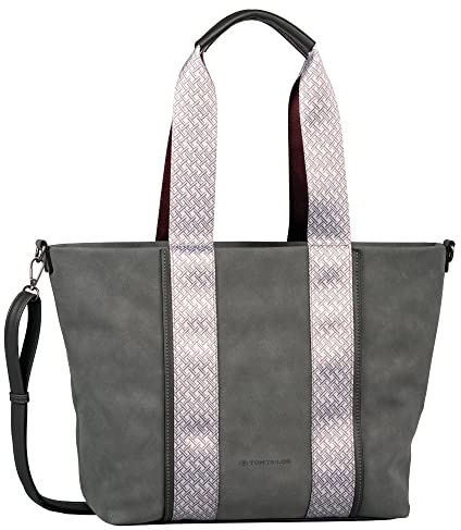 TOM TAILOR bags Cara Damen Shopper Umhängetasche Reißverschluss Mittelgroß Grau