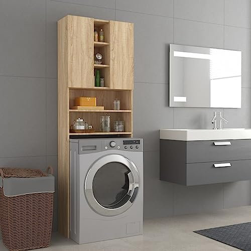 RAUGAJ Waschmaschinenschrank Sonoma Eiche 64x25,5x190 cm, Artikelfarbe Sonoma Eiche