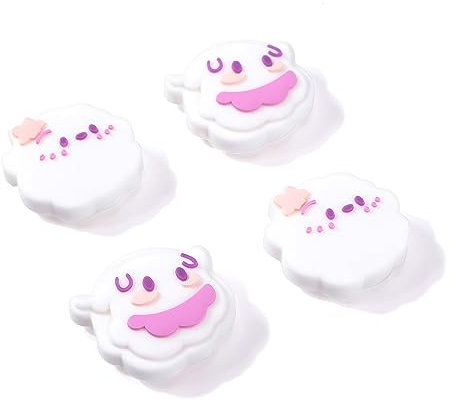 DLseego Thumb Grip Caps for Switch/Lite/OLED Joy Con,Soft Silicone Joystick Cover Cute 3D Analog Stick Switch Button Caps,White-Purple