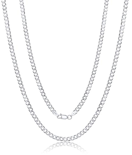 AKA Gioielli® - Panzerkette 5mm 925 Sterling Silber - Echt Silberkette, Halskette für Damen und Herren - Längen: 45, 50, 55, 60, 65, 75 cm - Made in Italy