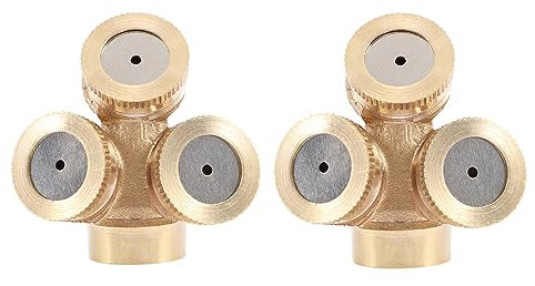 Pokinge 2 x 3-Loch-Messing-Sprühdüse, Gartensprinkler, Bewässerungsanschluss, Zerstäuber-Spray, Gartensprinkler, landwirtschaftliche Bewässerungssystem-Adapter
