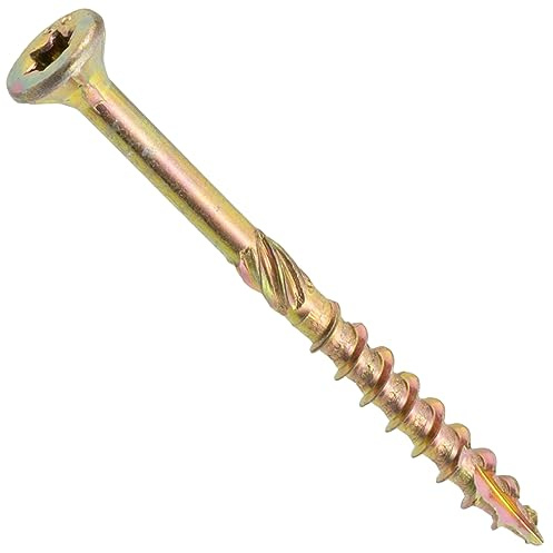 AERZETIX - Lot de 100 Vis à Bois Ø4x50 mm à Tête Fraisée - à Empreinte Étoile T20 - en Acier Zingué - Menuiserie Contreplaqué Aggloméré Mélaminé Terrasse Panneaux Chevrons Bastaings