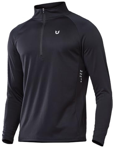 NORTHYARD Men's Quarter Zip Pullover Athletic Running 1/4 Zip Long Sleeve Pullovers Quick Dry Lightweight Tennis Gym Shirts Black M