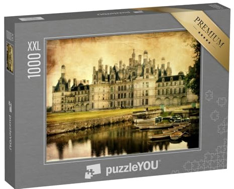 Puzzle 1000 Teile XXL „Schloss Chambord - künstlerisches Bild im Retro-Stil“
