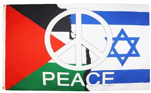 AZ FLAG - Bandiera della pace di Israele Palestina - 100D poliestere 100D bandiera israeliana palestinese con due occhielli in metallo - Resistente allo sbiadimento - Colori vivaci - 3' x 5' piedi -
