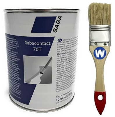 Sabacontact 70t 1000 ml PVC Kleber Wasserfest Aussen INKLUSIVE PINSEL Planenkleber Kontaktkleber EXTRA STARK für Planen, Teichfolie, Kunstleder und vieles mehr.