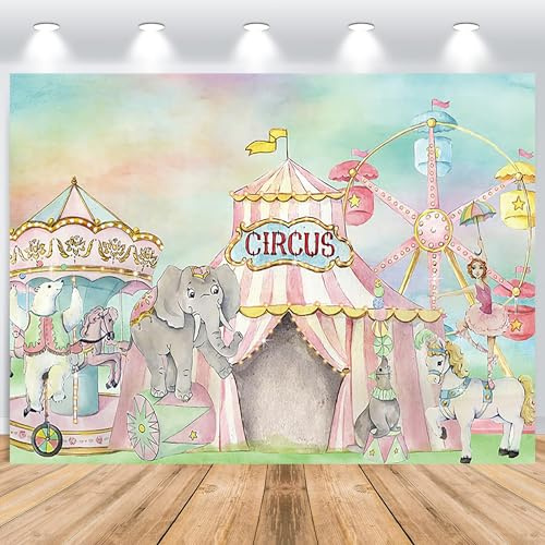 ASDCXZ Sfondo circo, 2,2 x 1,5 m, rosa in vinile, per decorazione di feste di compleanno, ritratto fotografico, sfondi