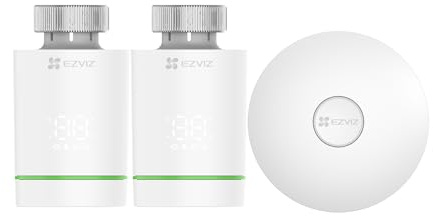 EZVIZ Intelligente WLAN Heizungsthermostat, 2 Thermostatventile mit A3 Gateway, Energieeffiziente Heizungssteuerung mit APP, DIY-Installation, T55 Kit