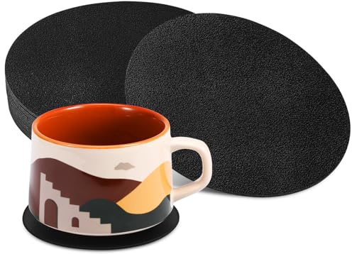 MAGICLULU 12Er Set Doppelseitige Untersetzer Aus Pu-Material in Schwarz Für Tassen Und Gläser rutschfest Und Hitzebeständig Für Tisch Büro Und Auto