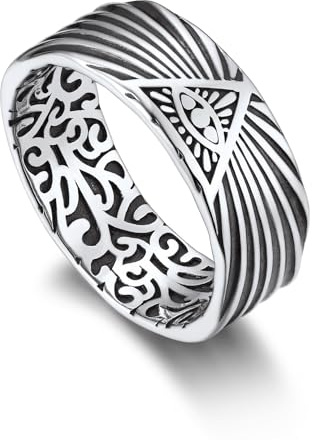 Bandmax 925 Silber Ringe Keltischer Knoten Ring Männer Ringe Fingerring Größe 69mm Bandring 5mm breit Evil Eye Ring Keltischer Schmuck