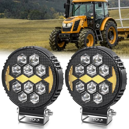 CO LIGHT 4 Zoll Orbicular LED Arbeitsscheinwerfer 2 Stück 44W 12V 24V Zusatzscheinwerfer IP68 LED für Baufahrzeuge, Geländewagen, Traktor, LKW, UTV, ATV