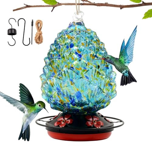 Kolibri-Futterstation aus Glas – Vogelfutterstation aus Glas in lebendigen Farben, lebendiger Kolibri-Futterspender für den Außenbereich, Hof, buntes Glas, Dekoration für Veranda