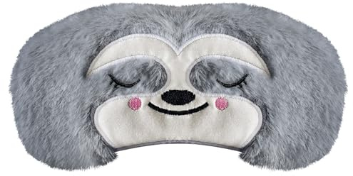 Mezeic Schlafmaske Küken Augenmaske für Schlafen Neuheit Plüsch Schlafmasken Reisen Nickerchen Augenbinde Augen Abdeckung Nachtmaske für Frauen Männer（Faultier, Grau）