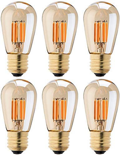 Leo's Light LED S14 3W Birnen Filamentstil Glühbirne, Dimmbar 300LM E27 2200K Warmweiß Klar Glas LED lampe Ersatzlampen für Lichterkette, Kronleuchter, Nachttischlampe 6 Stück