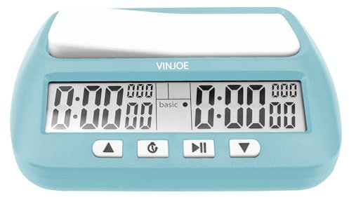 VINJOE Chess Clock Digital Chess Timer Professional for Board Games,Portable Digital Chess Clock & Game Timer with Basic,Bonus,Delay and Positive Time Features Best Gifts for Christmas (Blue)