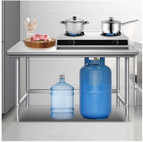 LYCDPYCD Einstöckige Werkbank Aus Edelstahl Mit Dreieckiger Stabilisierter Struktur Kommerzieller Zubereitungstisch Schneidetisch for Restaurants Multifunktionaler Metalltisch Offenes Ablageregal