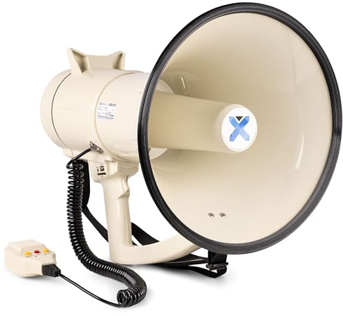 VONYX MEG0120 Megafono potente 120 W, ideale per eventi e partite sportive - Fino a 1,6 km, microfono a mano, Bluetooth e lettore MP3