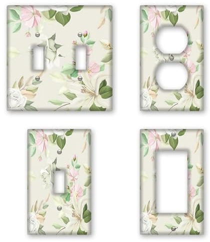 Horienteeon Placa decorativa floral vintage para interruptor de luz, cubierta de interruptor de luz, placa de pared decorativa, placa de interruptor eléctrico, decoración del hogar para sala de estar,