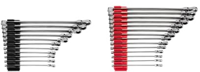 TEKTON Long Fixed/Flex Head 12-Point Ratcheting Box End Wrench Set with Modular Organizers, 25-Piece (1/4-3/4 in., 6-19 mm) | WRB95305