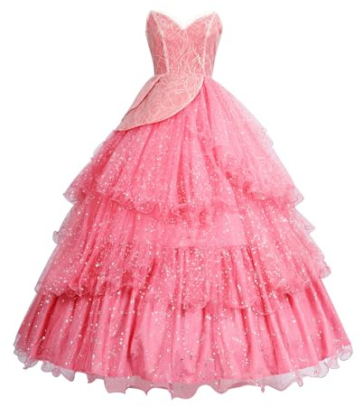 UniqKaliber Feen-Prinzessinnenkleid für Damen, rosa glitzerndes Ballkleid mit Sternen für Halloween Cosplay Party