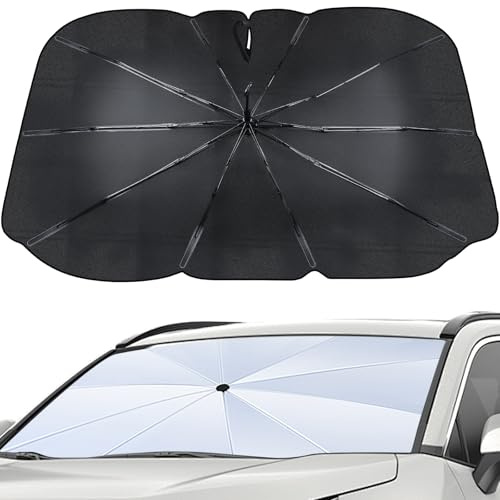 Oziral Pare-Soleil pour Pare-Brise de Voiture Pliant Pare-soleils pour Pare-Brise Avant Auto avec Coins en Cuir Anti-Rayures 150 x 90 cm Protection Solaire idéale pour SUV et Tous Types de véhicules