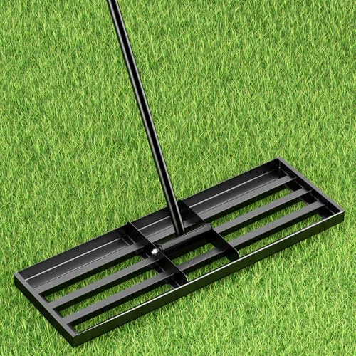 Lawn Leveling Rake, 115 x25cm Stainless Steel Lawn Leveler Tool, Ground Leveler for Yard with 198cm Adjustment Long Handle, Levelawn Lute for Grass, Golf Field, Garden and Courtyard