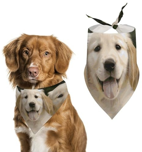 Golden Retriever Hundehalstuch, dreieckig, waschbar, Polyester, niedliches Haustier-Bandana für mittelgroße und große Hunde, Welpen und Katzen