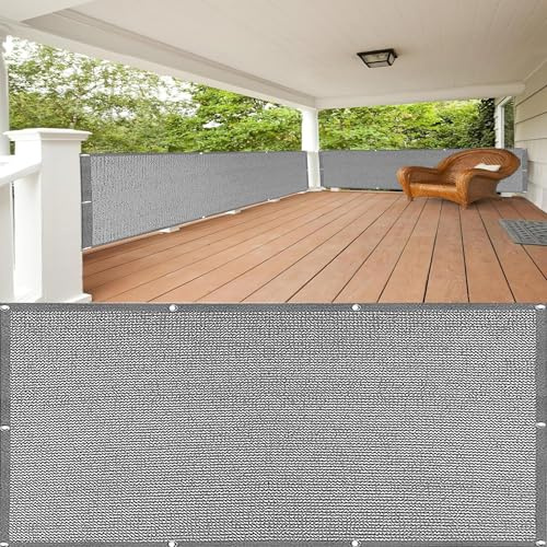 QINLIQIN Pantalla Privacidad Balcón 120 x 550 cm Transpirable Mallas Protección Visual Balcon Protección Solar con Ojales, Ataduras De Cables Malla sombreo para Exterior Terraza, Gris Claro