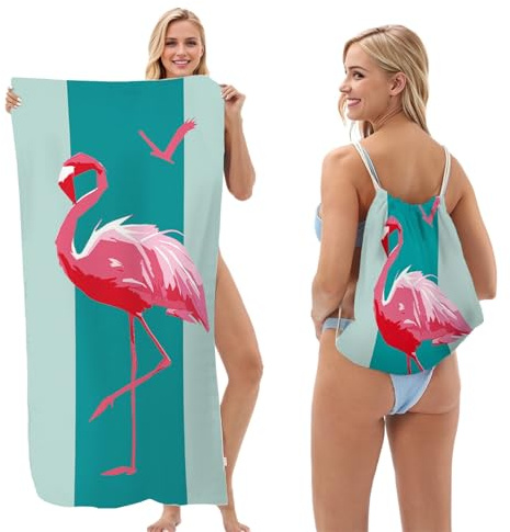 Marypaty Toalla de Playa de Microfibra Antarena, Extra Grande 140x70 cm (55''x28''), Toalla 2 en 1 Ligera y Compacta para Piscina, Camping, Viajes o Natación - Secado Rápido, 3 Diseños (Color A)