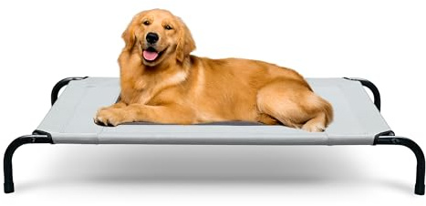 VIOREMOS Raised Dog Beds，Elevated Waterproof Dog Bed With Mesh, 108x63x13cm,Cooling Breathable Outdoor Pet Cot for Travel and Garden