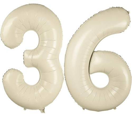 40 Zoll Creme Weiß Luftballon Zahlen 36 Creme Weiß Ballon 36. Geburtstag Deko Beige Folienballon Zahl 36 Riesenzahl Ballon 36 Party Hochzeit Kindergeburtstag Geburtstag Nummer 36/63