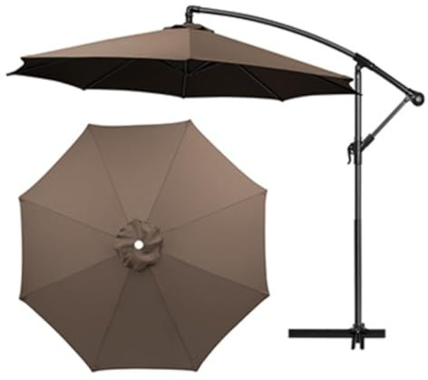 ZGWRYI Auvent De Rechange pour Déporté Parasol De Terrasse Toile De Rechange pour Parasol Tissu De Rechange pour Parasol De Table D'extérieur(Marron,4 m 8 côtes)