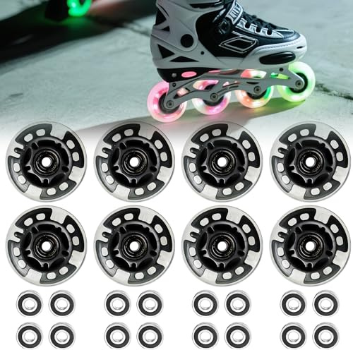 PORFOYO Ruedas para patines en línea, 8 unidades, 80 mm, ruedas con rodamientos, ruedas universales de poliuretano para todo tipo de patines (80 mm)