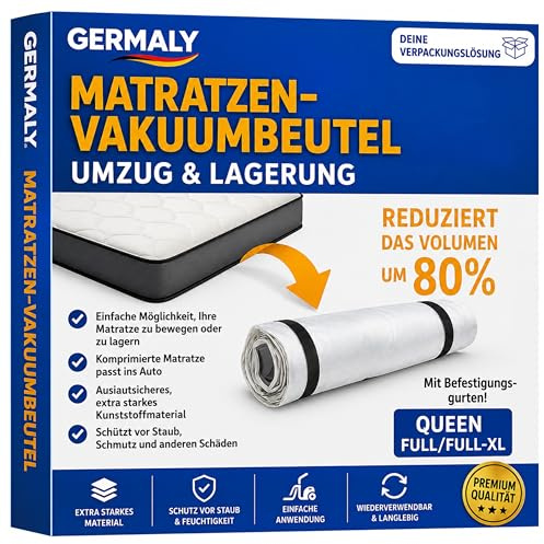 GERMALY Vakuumbeutel für Matratzen bis 200x100cm (Beutelgröße: 230x130cm) I Matratzen Vakuumbeutel für Schaumstoff-, Gel- & Latexmatratzen I Mattress Vacuum Bag I Vakuumbeutel Matratze vakuumieren