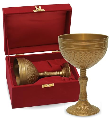 Brass Goblets with Premium Velvet Box Vintage Drinking Chalice Cups for Rituals, Collectible Display & Unique Gifting