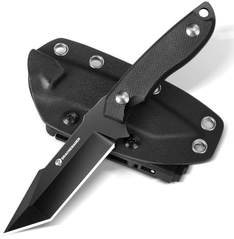 DRACHENADER Tanto Messer BET-TANTO – Feststehendes EDC Gürtelmesser mit 8,8 cm D2 Tanto-Klinge, G10 Griff und Kydex-Scheide, quer und vertikal tragbar, für Camping und Wandern